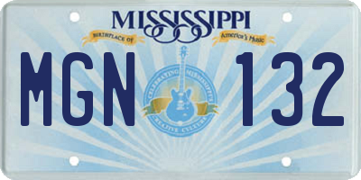 MS license plate MGN132