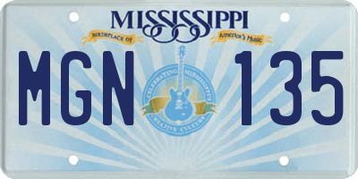 MS license plate MGN135