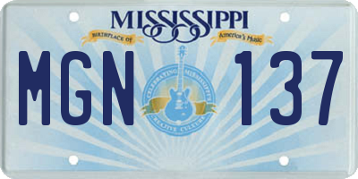 MS license plate MGN137