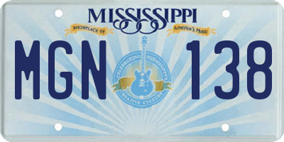 MS license plate MGN138