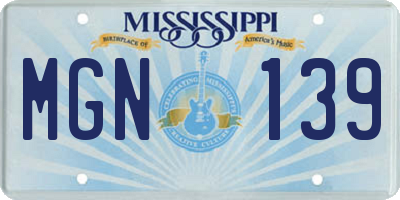 MS license plate MGN139
