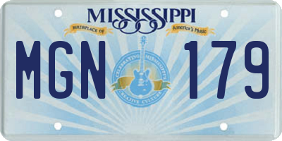 MS license plate MGN179