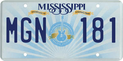MS license plate MGN181
