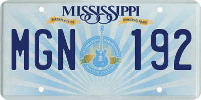 MS license plate MGN192