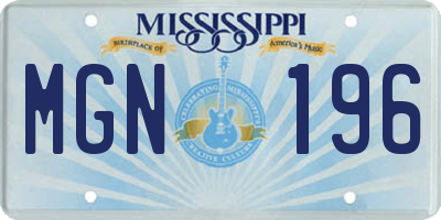 MS license plate MGN196