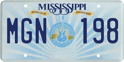 MS license plate MGN198