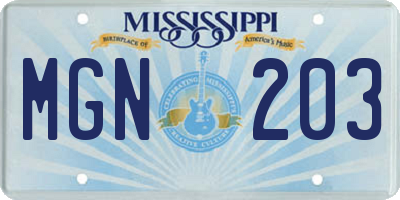 MS license plate MGN203
