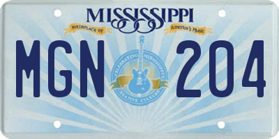 MS license plate MGN204