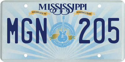 MS license plate MGN205