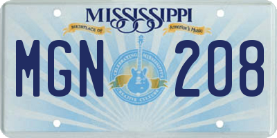 MS license plate MGN208