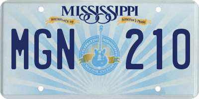 MS license plate MGN210