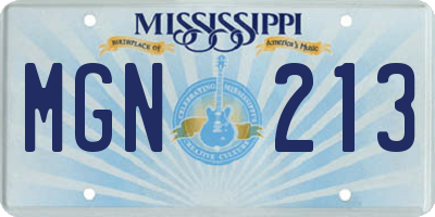 MS license plate MGN213
