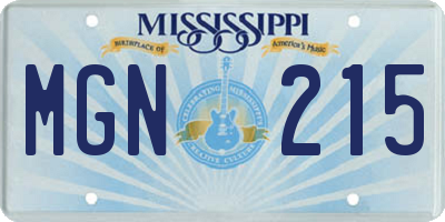 MS license plate MGN215