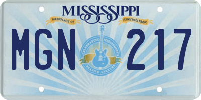 MS license plate MGN217