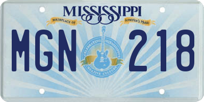 MS license plate MGN218