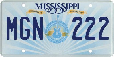 MS license plate MGN222