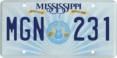MS license plate MGN231