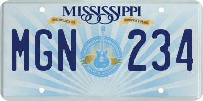 MS license plate MGN234