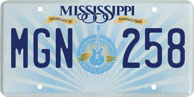 MS license plate MGN258