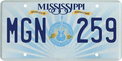 MS license plate MGN259