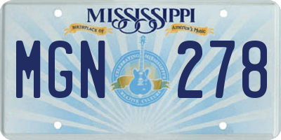 MS license plate MGN278