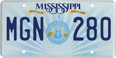 MS license plate MGN280