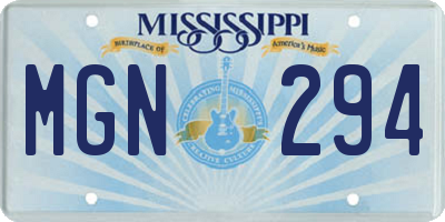 MS license plate MGN294