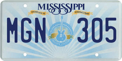 MS license plate MGN305
