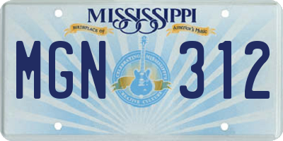 MS license plate MGN312