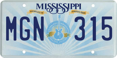 MS license plate MGN315