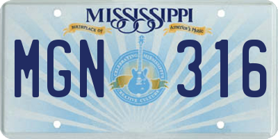 MS license plate MGN316