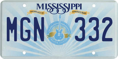 MS license plate MGN332
