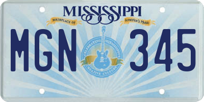 MS license plate MGN345