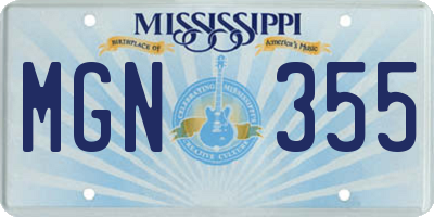 MS license plate MGN355