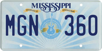 MS license plate MGN360