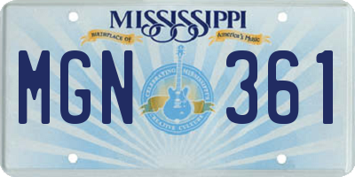 MS license plate MGN361