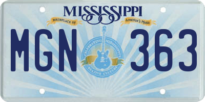 MS license plate MGN363