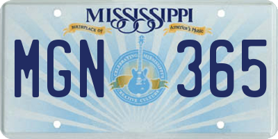 MS license plate MGN365