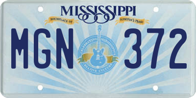 MS license plate MGN372