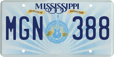 MS license plate MGN388