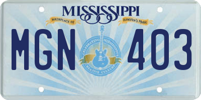 MS license plate MGN403