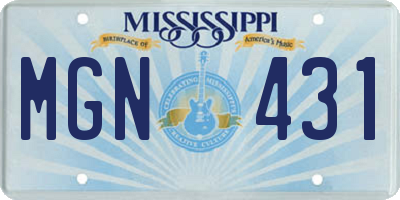 MS license plate MGN431