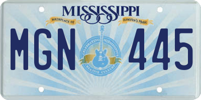 MS license plate MGN445