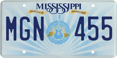 MS license plate MGN455