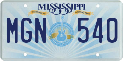 MS license plate MGN540