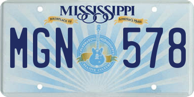 MS license plate MGN578