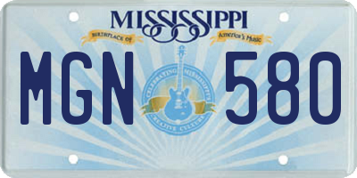 MS license plate MGN580