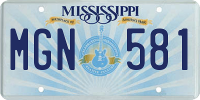 MS license plate MGN581