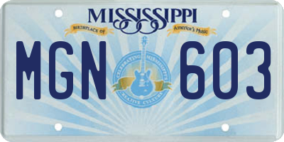 MS license plate MGN603