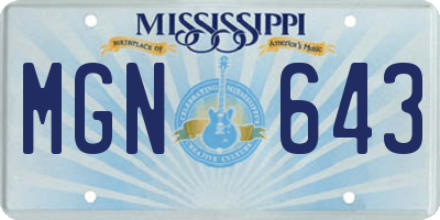 MS license plate MGN643